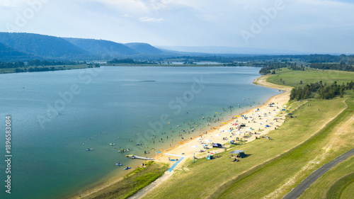 Scenic view of Penrith Beach, also known as Pondi, showcasing peaceful water and natural surroundings