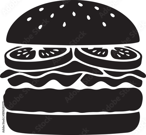 Gourmet Stacked Cheeseburger Silhouettes for Food Truck Branding.eps