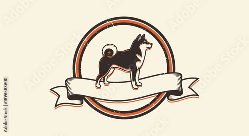 Vintage Shiba Inu Dog Badge Logo Design - Retro Japanese Dog Silhouette Emblem for Pets, Coffee Brands, and Apparel Identity