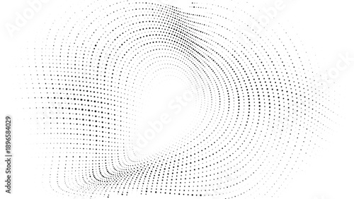 Abstract black halftone dot wave with smooth rolling motion, minimal modern background for branding, digital graphics, posters and clean visual identity design