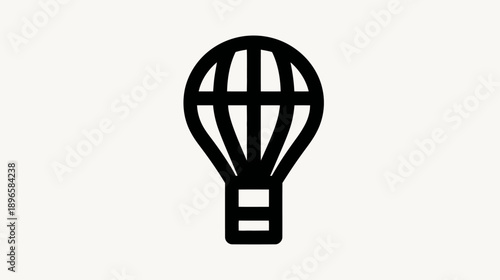 A simplified, outline illustration of a hot air balloon, rendered in black, on a light neutral background
