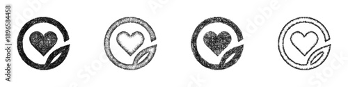 Sketch Circular Heart Care logo design set