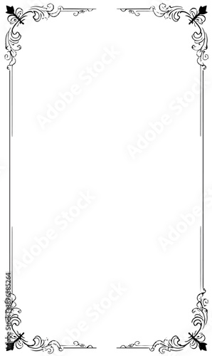 minimalist black vector 1830s gothic old english romantic art corner flourishes simple symetrical line work a clean blank letterhead with no text template.jpe