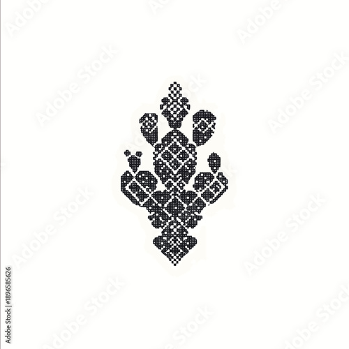 Create a highly detailed minimalistic icon for a restaurant logo representing a stylized prickly pear cactus The icon must be monochromatic without gradients