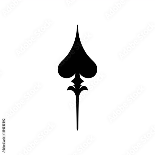 A flat minimalistic illustration of a symmetrical arrow with a thick vertical shaft and a heartshaped tip The arrowhead resembles an upsidedown spade smooth a