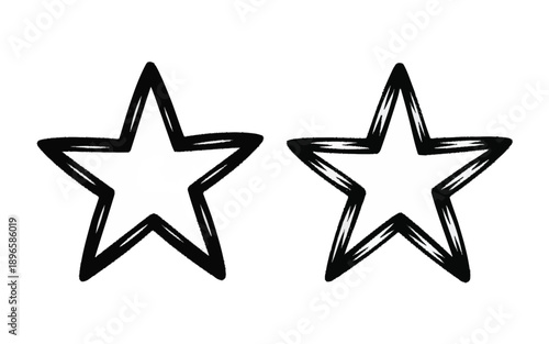 Vector Image bold hand drawn star icons with thick outline and sketch style