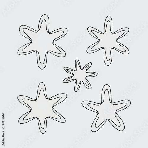 Vector Image abstract rounded star shapes with smooth outline in minimal style