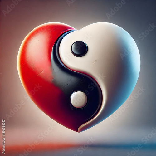 Ying-Yang in 3d heart in Valentine's day