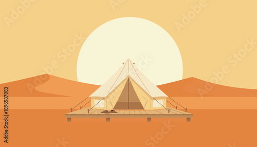 Desert Glamping Tent at Sunset.