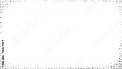 Halftone border, distressed texture frame, grunge overlay, retro effect Vector