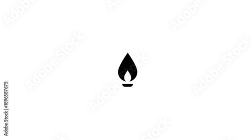 A black flame icon, centered on a white background, representing heat and energy