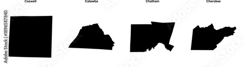 Caswell, Catawba, Chatham, Cherokee outline maps