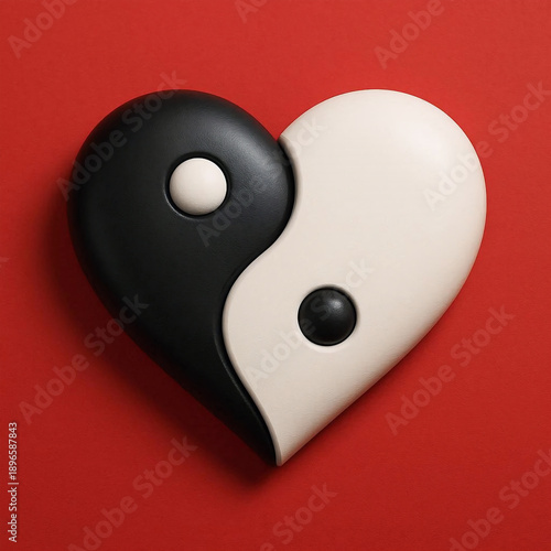 Ying-Yang in 3d heart in Valentine's day