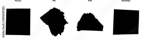 Person, Pitt, Polk, Randolph outline maps