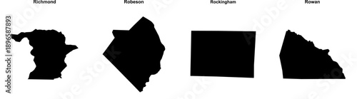 Richmond, Robeson, Rockingham, Rowan outline maps