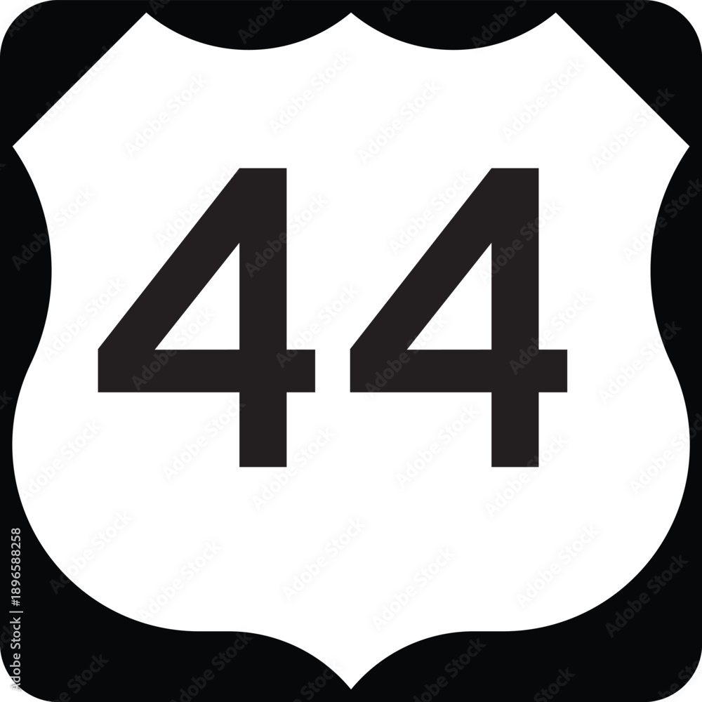 Fototapeta premium Route 44 Highway, US 44 United States Numbered Highway Shield Badge Vector