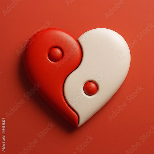 Ying-Yang in 3d heart in Valentine's day