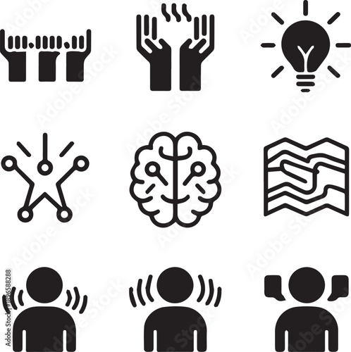 Creative Mind Innovation and Idea Generation Line Art Icon Badge