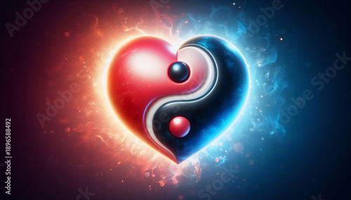 Ying.Yang in heart divided in red and black side