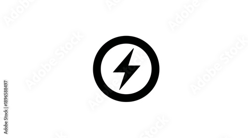 A black lightning bolt inside of a circle on a white background