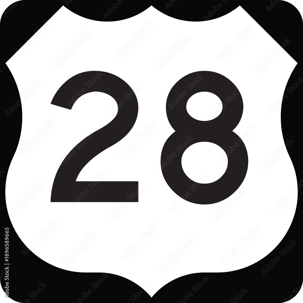 Ταπετσαρία Route 28 Highway, US 28 United States Numbered Highway Shield Badge Vector