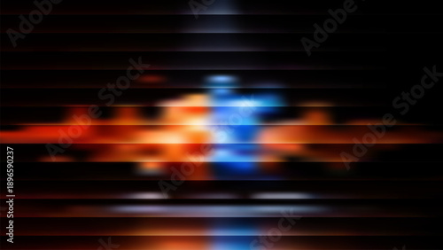 Abstract neon glow background, vibrant orange and blue blurred stripes creating a futuristic digital wallpaper effect
