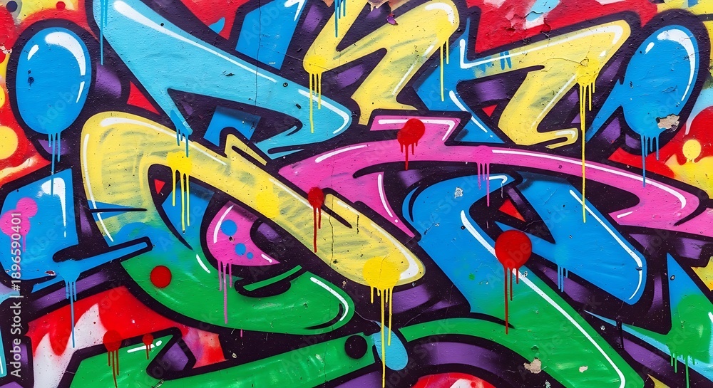 Naklejka premium Vibrant Graffiti Art with Dripping Paint street art