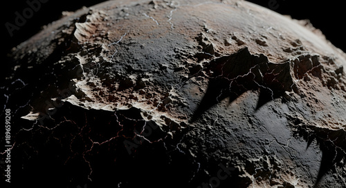 Closeup of a rugged asteroid surface.