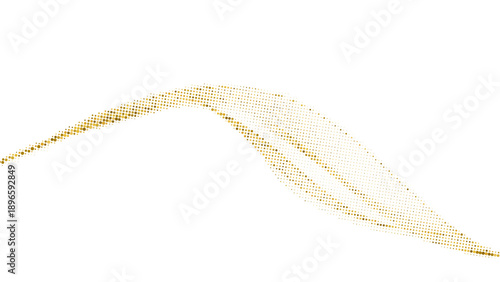 Golden halftone wave, abstract dotted flowing curve with sparkling particles Vector