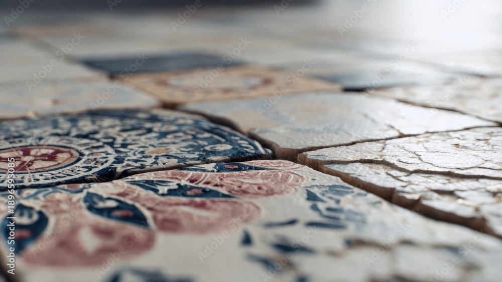 Naklejka premium Detail of weathered vintage floor tiles