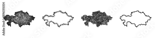 Sketch Kazakhstan map design set