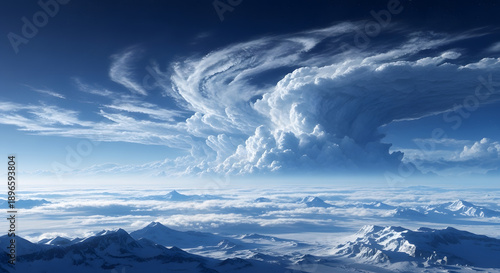 Cloudscape with Stratocumulus and Cirrus Clouds.