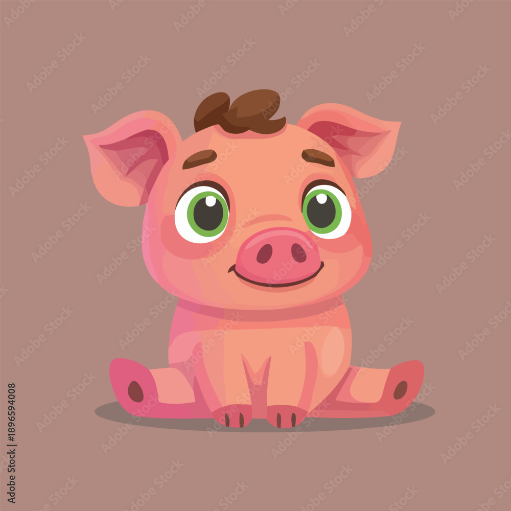 Fototapeta premium Pink Piglet Smiling with Soft Cuteness