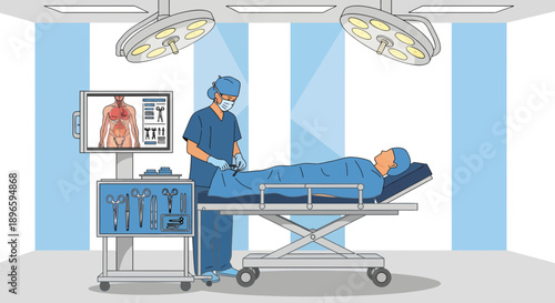 Surgical Operation in Modern Hospital Theatre
