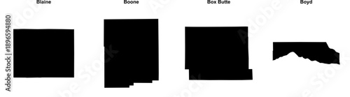 Blaine, Boone, Box Butte, Boyd outline maps