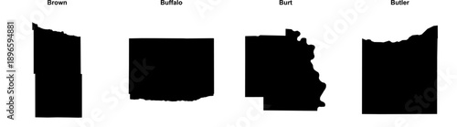 Brown, Buffalo, Burt, Butler outline maps