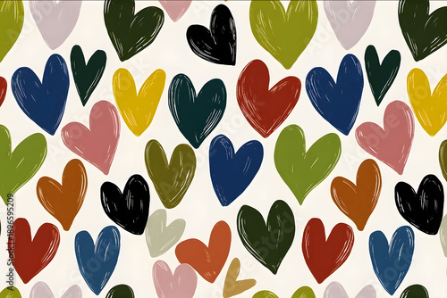 stylized hearts in loose layout large pattern repeat like 24x24 inches suitable for statement upholstery fabric