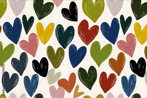 stylized hearts in loose layout large pattern repeat like 24x24 inches suitable for statement upholstery fabric