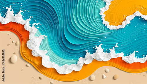 top view of turquoise ocean...