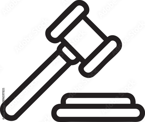 Gavel Icon, Law Justice Court Vector Symbol