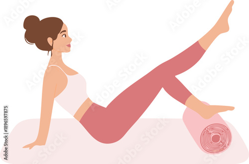 Yoga Woman on Mat Icon, Fitness Illustration Vector