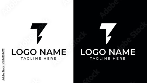 Professional lightning bolt logo also represent letter T, template for modern business branding and corporate identity
