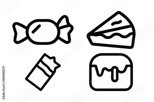 Sweet Treats Line Icons Set