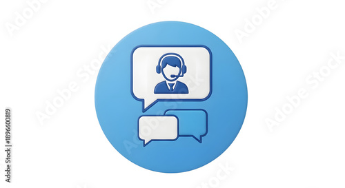 Customer Service Representative Icon with Speech Bubbles.