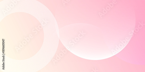 Minimalist banner background, pastel colorful, pink and yellow gradations. Circle effect style geometric, abstract background.