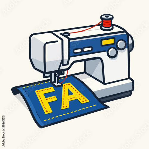 Sewing Machine Cartoon Illustration