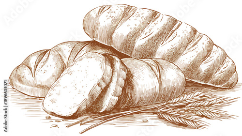 Bakery Bread Design Concept Vector with Outline Isolated