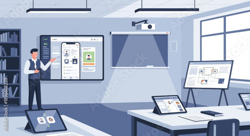 Businessman giving presentation in modern meeting room