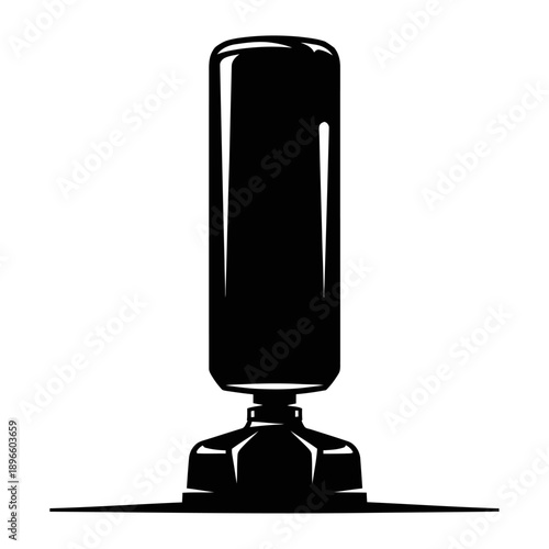Free Standing Boxing Punching Bag Silhouette Icon Isolated on White Background