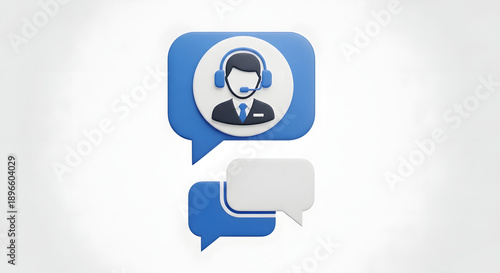 Customer Support Agent Icon with Speech Bubbles.